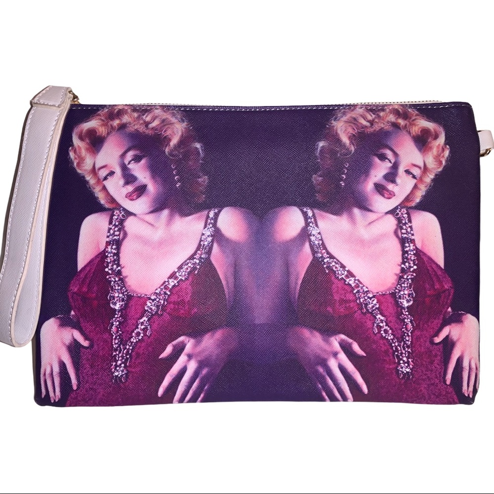 NEW Temptation Italy Marilyn Monroe Pink Graphic Pop Art Clutch Purse XL